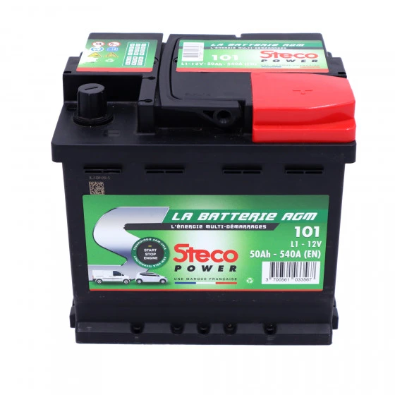 Batterie 12V 50Ah 450A 207x175x190 Gamme AGM-VRLA STECOPOWER - 101