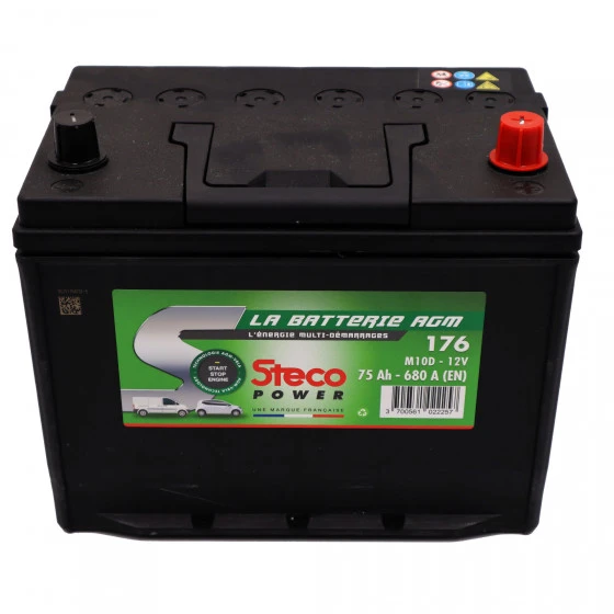 Batterie 12V 75Ah 680A 260x170x220 Gamme AGM-VRLA STECOPOWER - 176