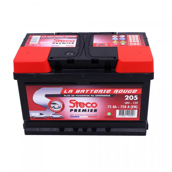 Batterie 12V 75Ah 750A 278x175x175 Gamme Rouge STECO PREMIER STECOPOWER - 205