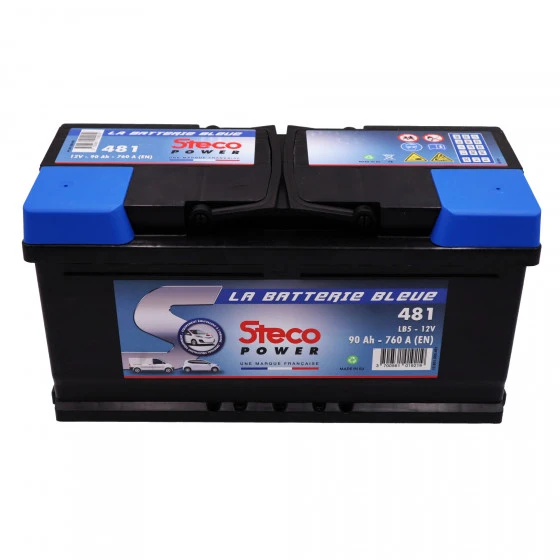 Batterie 12V 90Ah 760A 353x175x175 Gamme Bleue STECOPOWER - 481