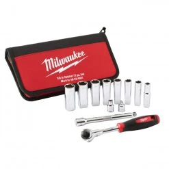 SET CLÉ ET DOUILLES 3/8' 12PCS MILWAUKEE ACCESSOIRES - 48229001